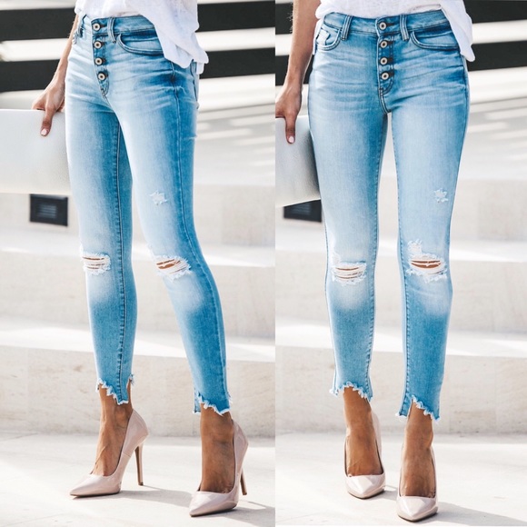 NEW! Distressed Denim High Rise Skinny Jean - Picture 3 of 6